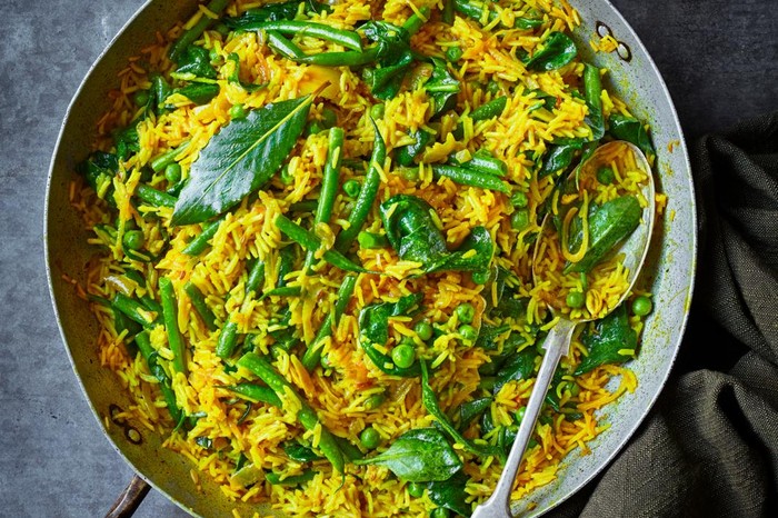 Vegetable Pilaf Rice Recipe Golden onion and spring veg pilaf