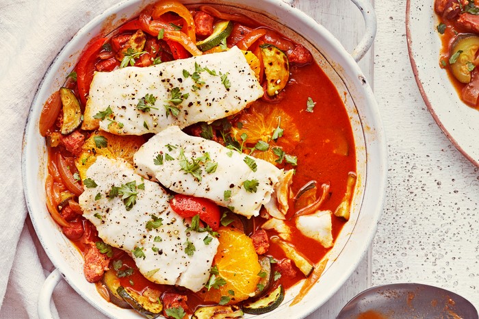 Spanish-style hake A hake and pepper dish