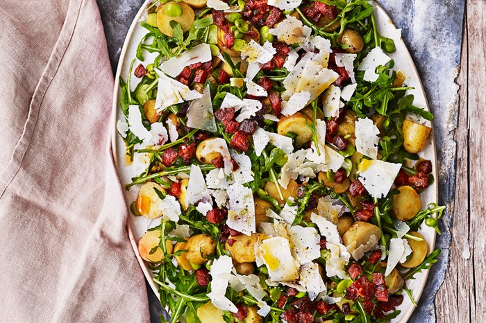 Broad Bean and Chorizo Salad Recipe with New Potatoes Broad Bean and Chorizo Salad Recipe with New Potatoes