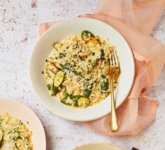 Courgette risotto with mint, lemon and parmesan