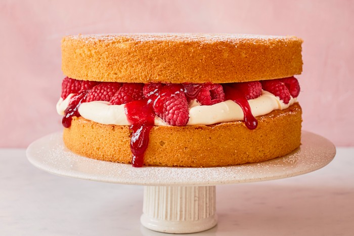 Ultimate Victoria sponge Victoria sponge cake filled with jam, fruit and cream