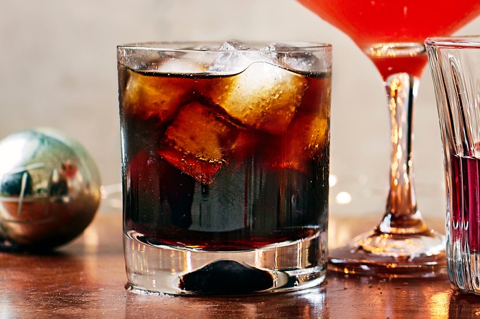 A selection of Christmas cocktails lined up in a row