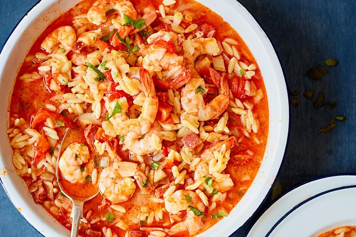 Sardinian prawn and chorizo paella