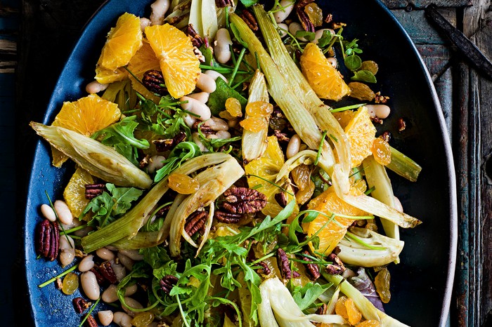 40 vegetarian salad recipes Cannellini bean salad recipe with orange and raisins