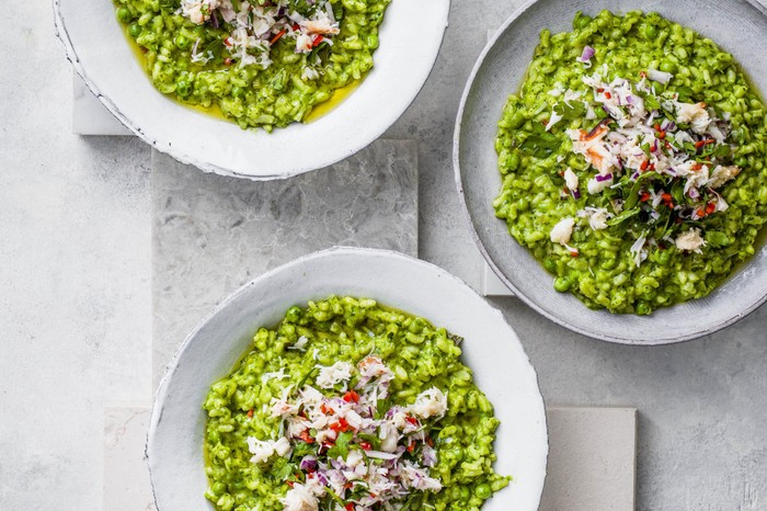 Pea Risotto Recipe with Spinach and Crab Pea Risotto Recipe with Spinach and Crab
