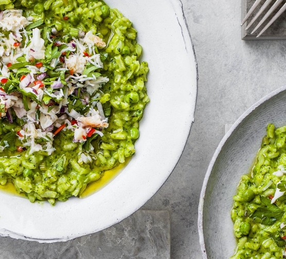 Pea Risotto Recipe with Spinach and Crab Pea Risotto Recipe with Spinach and Crab