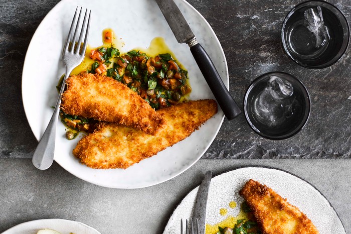Breaded Plaice Recipe with Sauce Vierge Breaded Plaice Recipe with Sauce Vierge