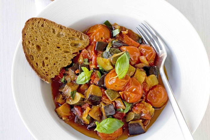 Easy Ratatouille Recipe Ratatouille with crisp garlic sourdough