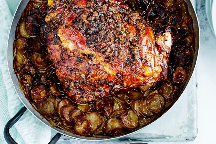 Roast Anchovy Butter Lamb with Spring Boulangere New Potatoes Roast anchovy butter lamb with boulangère new potatoes