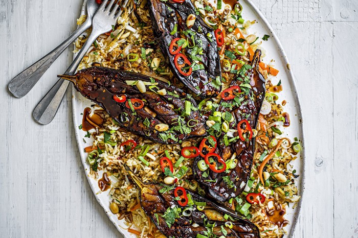 Soy Roasted Aubergines Recipe With Fried Rice Soy Roasted Aubergines Recipe With Fried Rice
