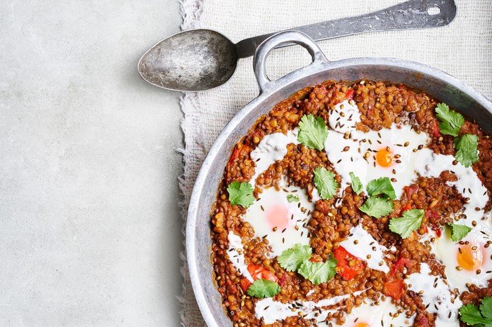 Baked Eggs Shakshuka with Lentils Baked Eggs Shakshuka with Lentils