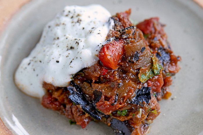Spiced aubergine and tomatoes with yogurt Spiced aubergine and tomatoes with yogurt